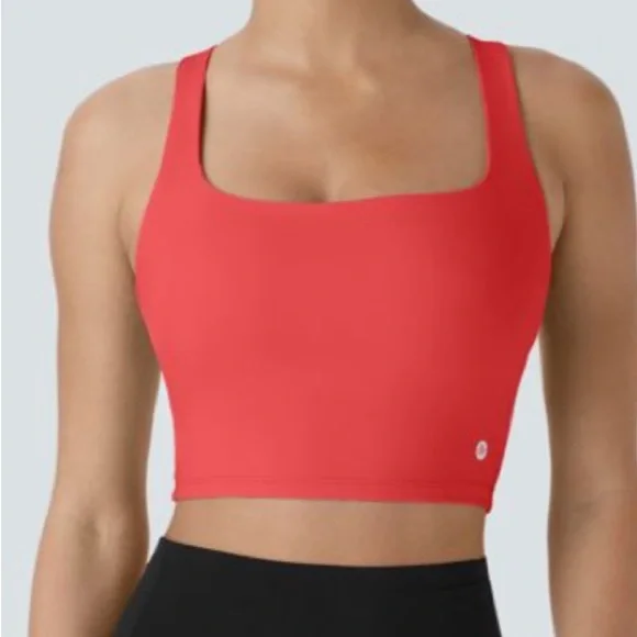 Halara Airy Square Neck Backless Crisscross Cropped Cool Touch Yoga Tank Top - Picture 2 of 12